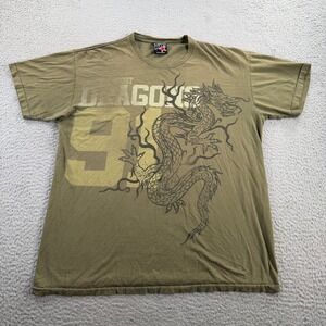 Vintage Top Heavy Shirt Mens Large Green Dragon Single Stitch Y2K Streetwear MMA